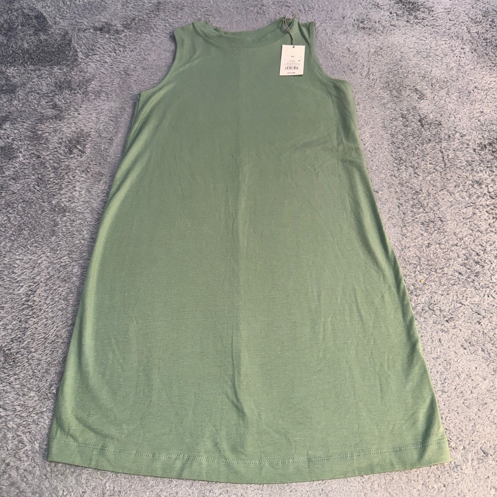 A New Day Womens Sleeveless Shift Mini Dress XS Green Cotton Blend Jersey